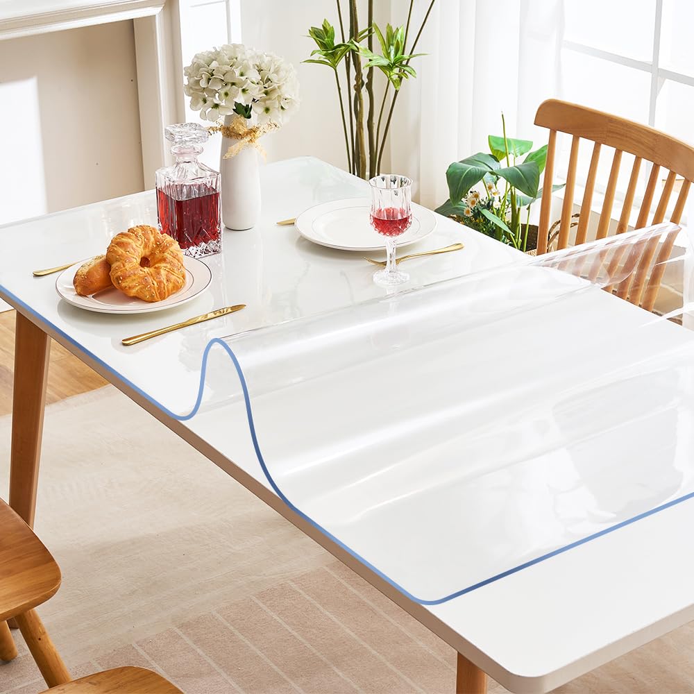 SPLENDEFUL PVC Clear Table Protector - Multisize Thick Transparent Plastic Desk Cover, Rectangular Night Stand, Office & Computer Desk, Sofa Child Table, Small Desk Protector 12x24 in.