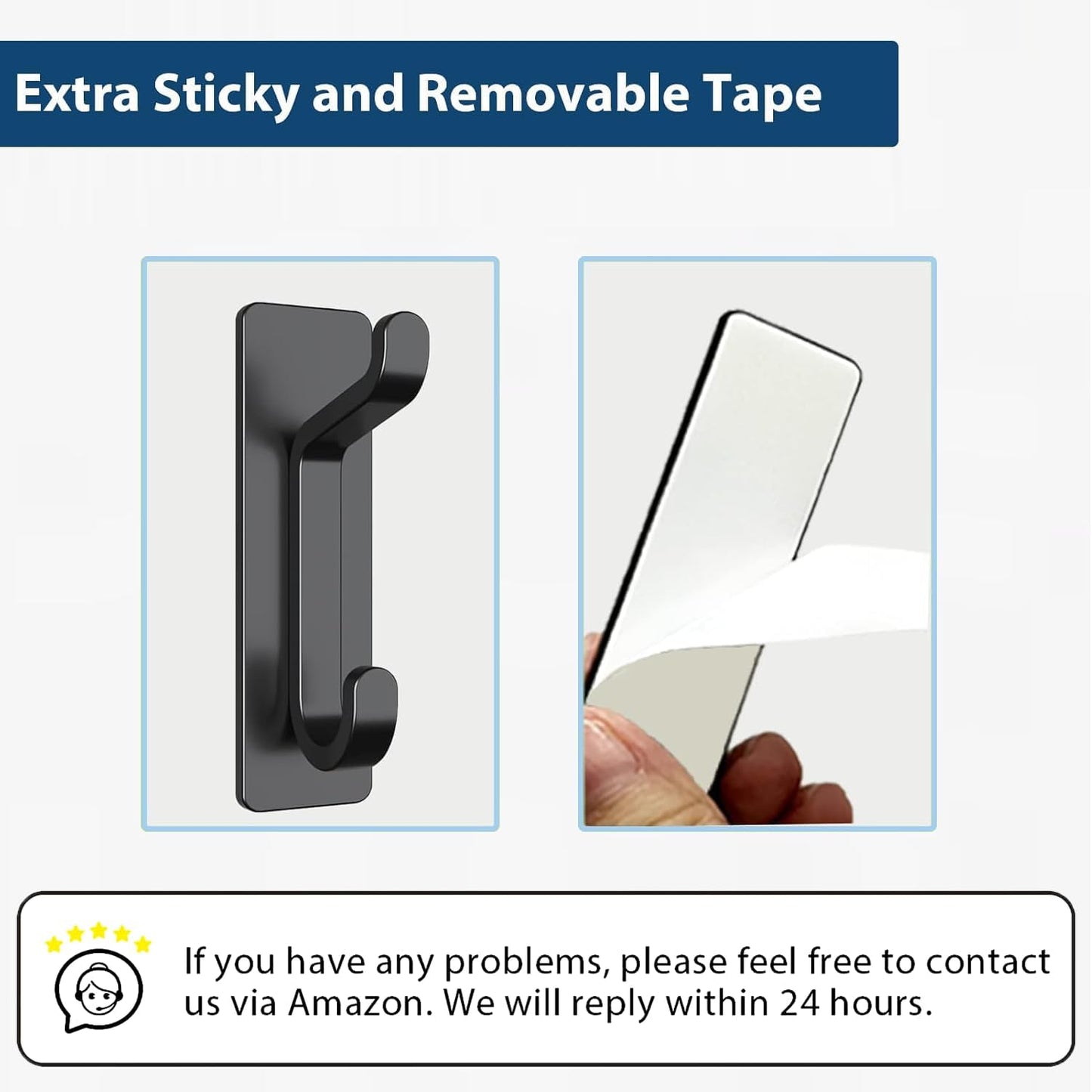Pickpiff Wall Hooks - Strong Adhesive Coat and Towel Hangers | 13LB Capacity, Black, 4 Pack