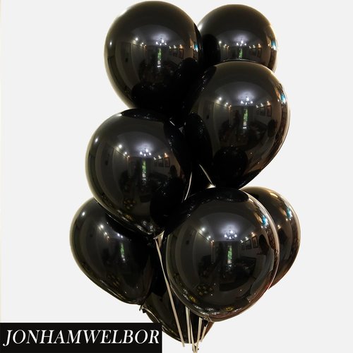 Jonhamwelbor Black Balloons - 12 Inch Metallic Chrome Latex - 100 Pack for Birthday & Party Decor