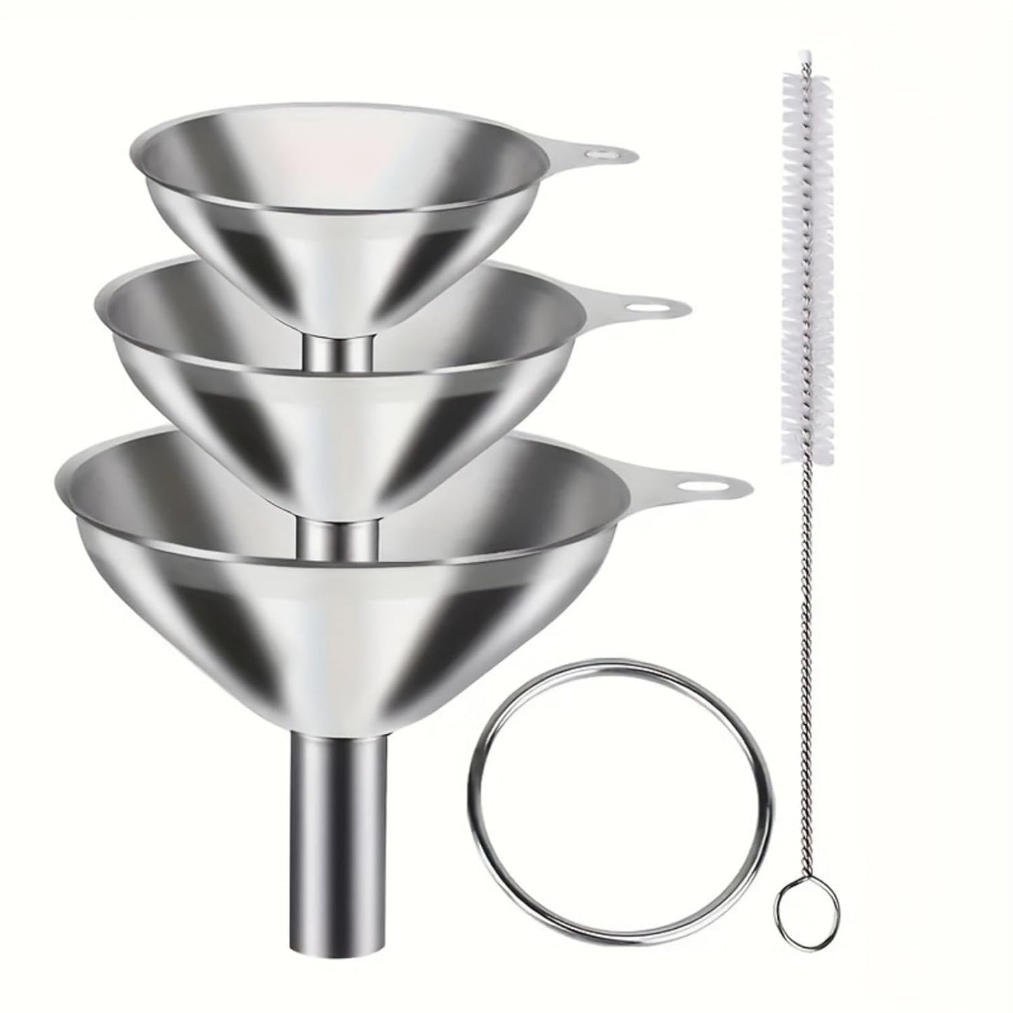 Skiennix Stainless Steel Funnel Set - 3 Sizes for Easy Kitchen Filling | Food Grade Mini Funnels