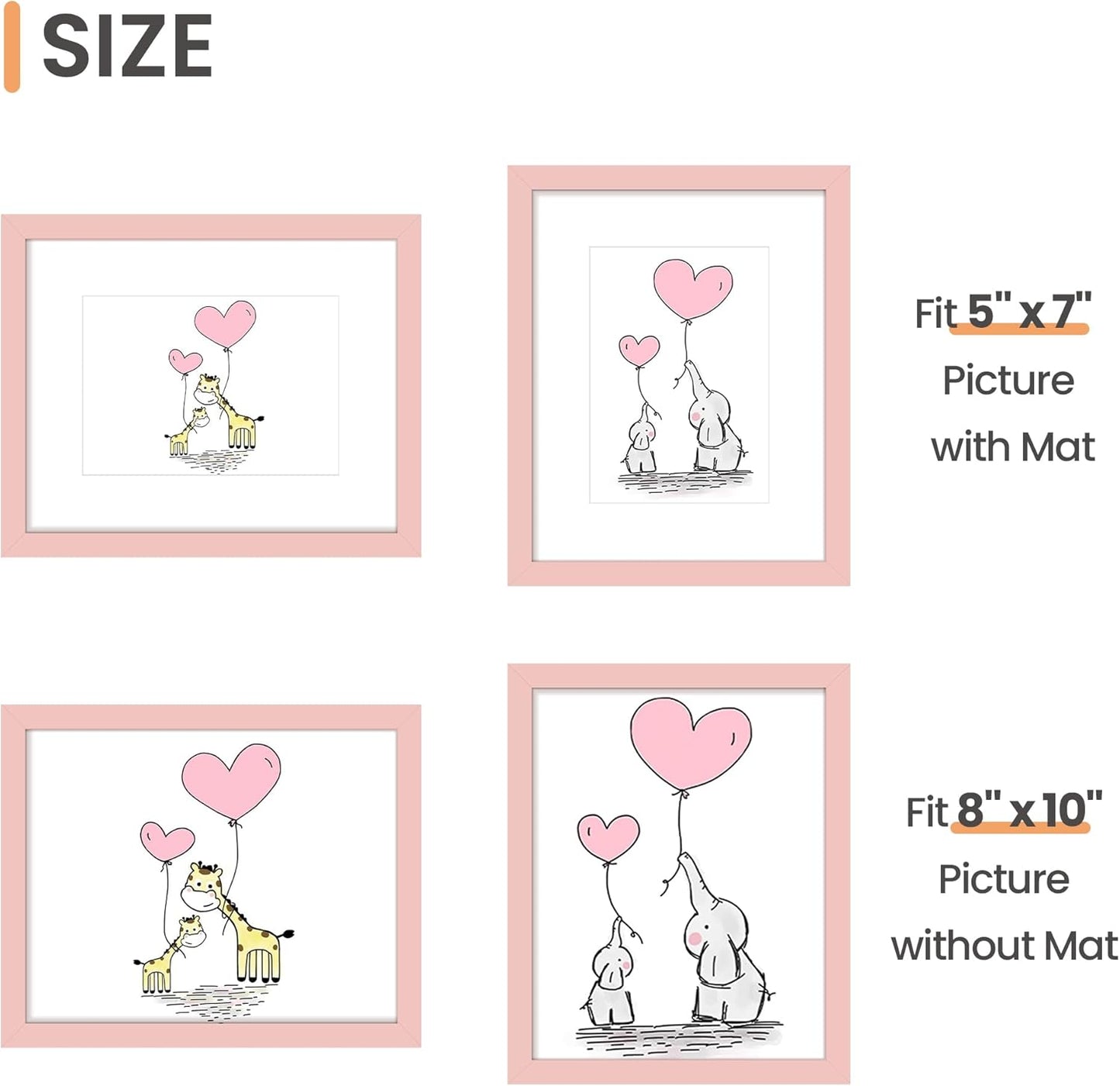 Upsimples 8x10 Picture Frame - Versatile Display for 5x7 or 8x10 Photos | Pink, 1 Pack