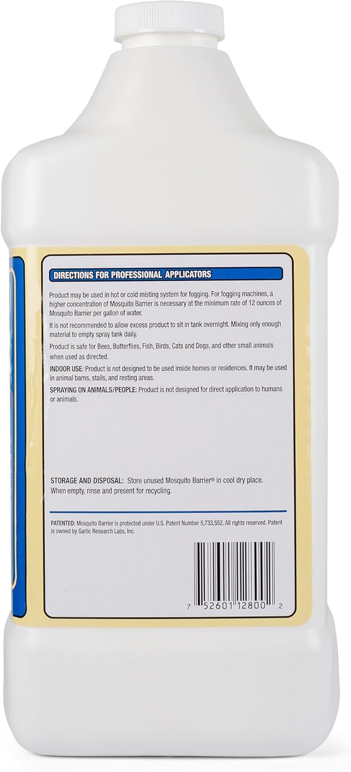 Mosquito Barrier | Liquid Garlic Mosquito Repellent Concentrate - 1 Gallon for Professional Outdoor Treatment