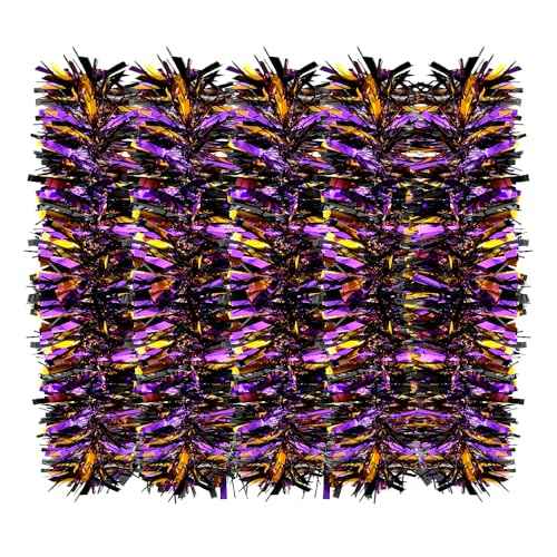 JXITON 33FT Halloween Tinsel Garland Metallic Hanging Twisted Garland for Halloween Party Home Decoration,Orange Purple Black