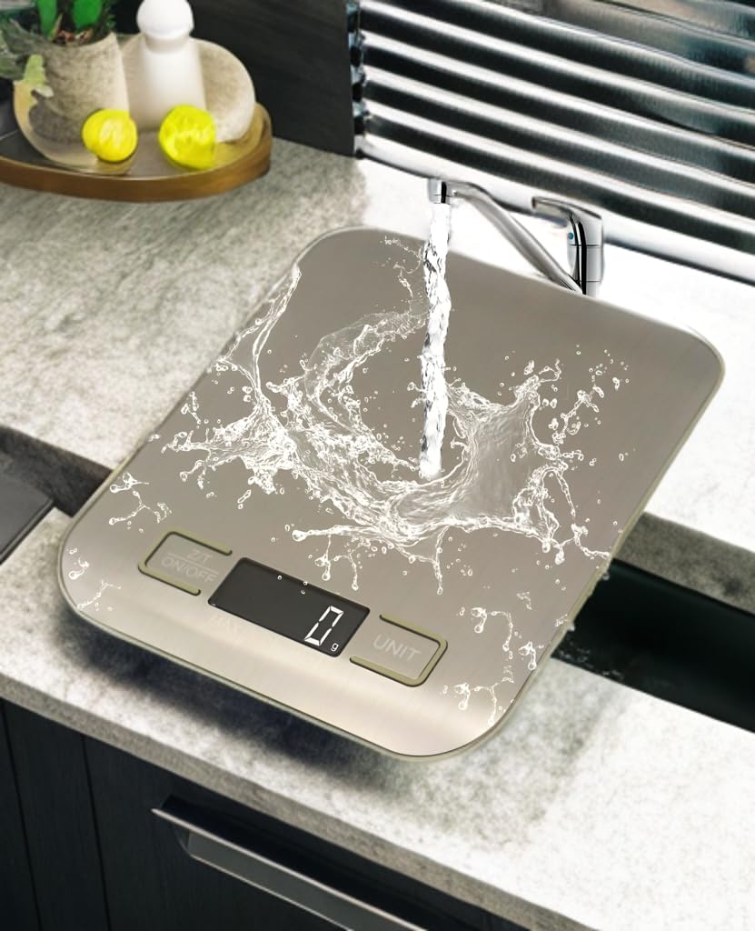 Skiennix Digital Kitchen Scale - Precision Food Scale in Grams & Ounces, Stainless Steel, Compact Design