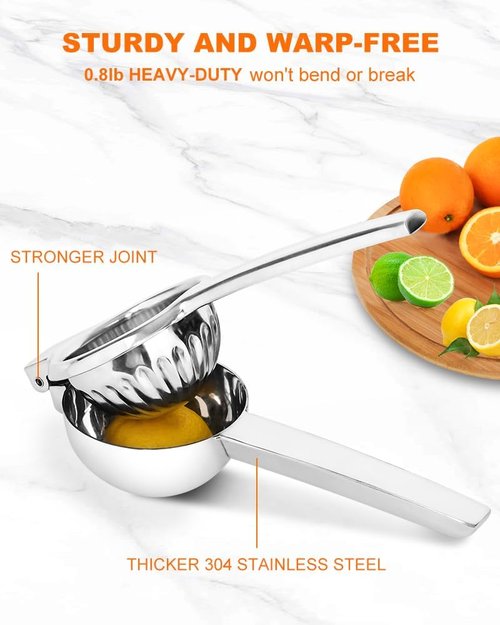 Brigii Lemon Squeezer Juicer - Heavy-Duty 304 Stainless Steel | High Juice Yield & Ergonomic Handle