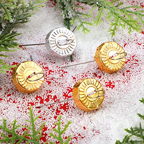 Round Christmas Ornament Cap Replacement Hangers - Gold and Silver Caps for Christmas Tree Ceramic, Glass, Porcelain Top Hanging Ornaments (50 Pieces)