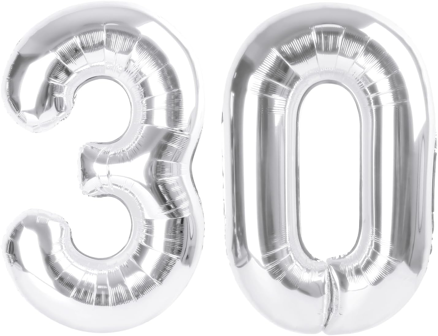 Number Balloon - 30 Inch Silver Foil Birthday Decoration | Happy 30th Celebration for Him & Her
