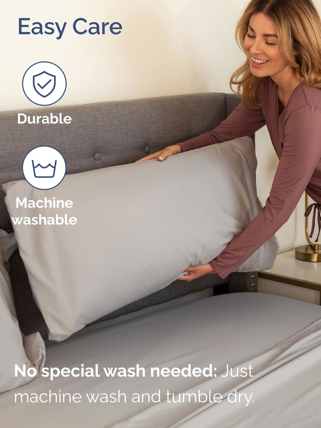 Regine Switzerland Extra Deep Pocket Twin XL Sheet Set - 3-Piece Breathable & Cooling Bedding - Soft, Fade & Wrinkle Resistant - Light Grey