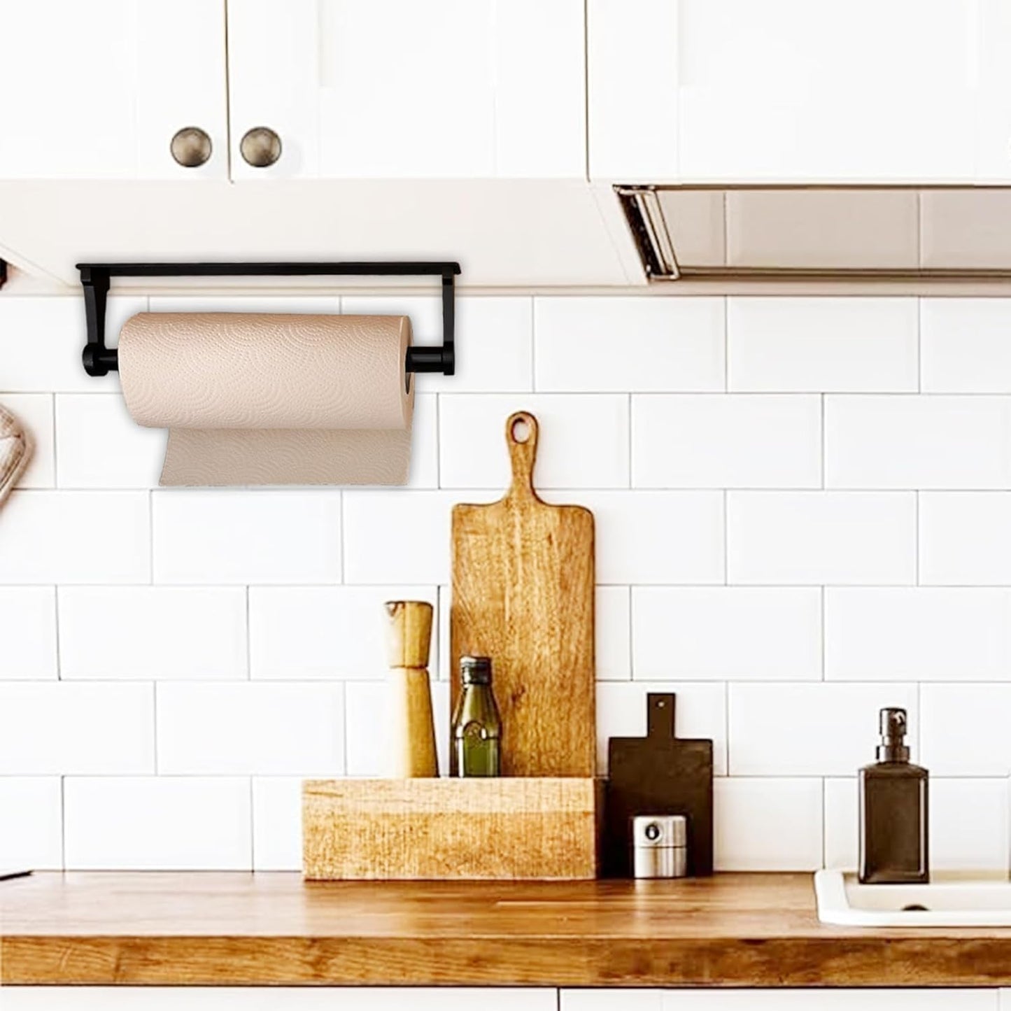 MONEER Paper Towel Holder - Self-Adhesive Aluminum Alloy Design for Kitchen & Bathroom | Black