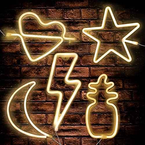 Sunnyglade USB Charging/Battery LED Neon Decorative Lights,Neon Sign Shaped Decor Light, Wall Decor for Christmas,Birthday Party, Kids Room, Living Room, Wedding Party Decoration (Lightning)