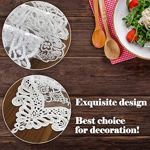 Jeloris White Lace Table Runner Dresser Scarf Macrame Floral Embroidered 12x82 in