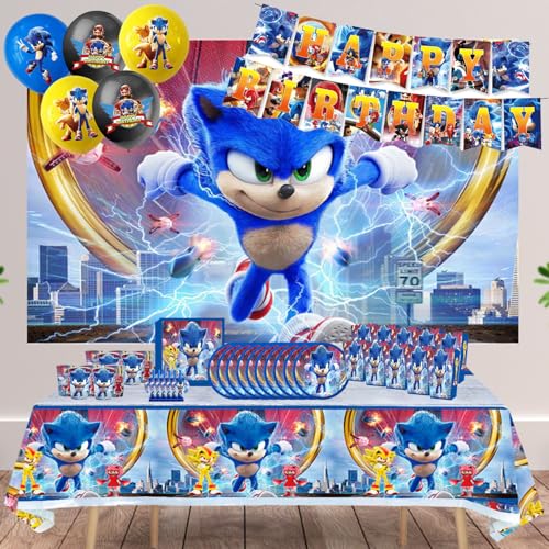 Birthday Party Decorations Kit for 10 Guests – Hedgehog Theme Supplies with Banner Balloons Plates & More