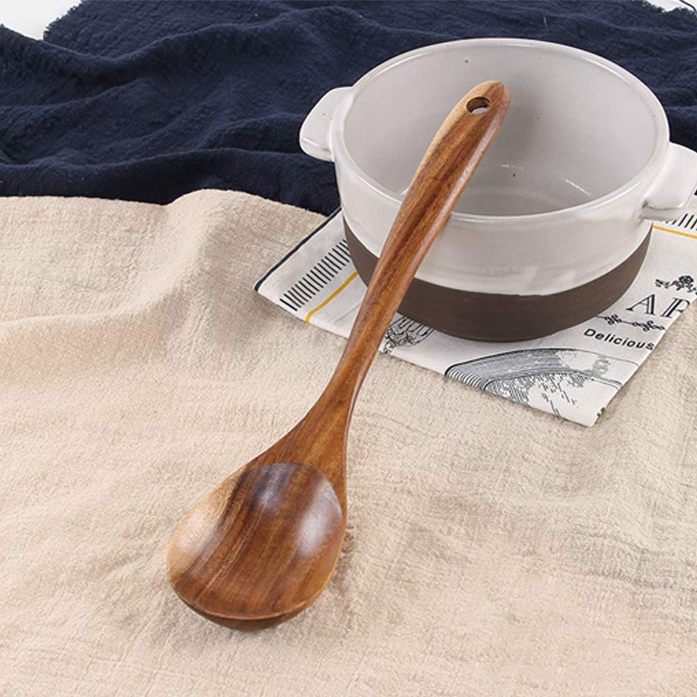 5 Pcs Best Wooden Spoons for Cooking Kitchen Utensils Set Acacia Wood Cooking Spatula Turner Non Toxic Utensil Slotted Serving Spoon Flat Spatulas Set Wooden Utensis Mixing Cooking Spoon Kitchen Tools