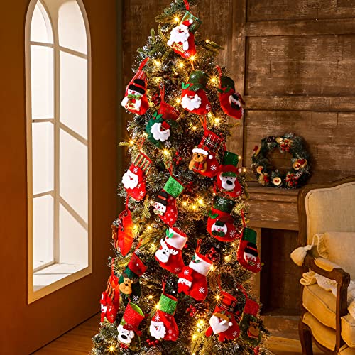 Leitee 48-Piece Mini Christmas Stockings set, 6.3in Hanging Stockings