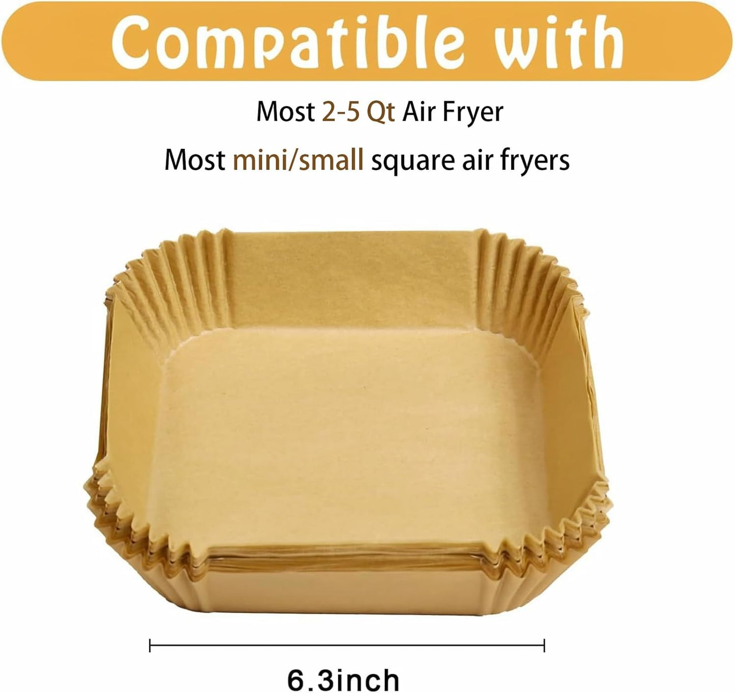 Skiennix Mini Air Fryer Liners - 100Pcs Disposable Parchment Paper for 2-5 Qt Air Fryers