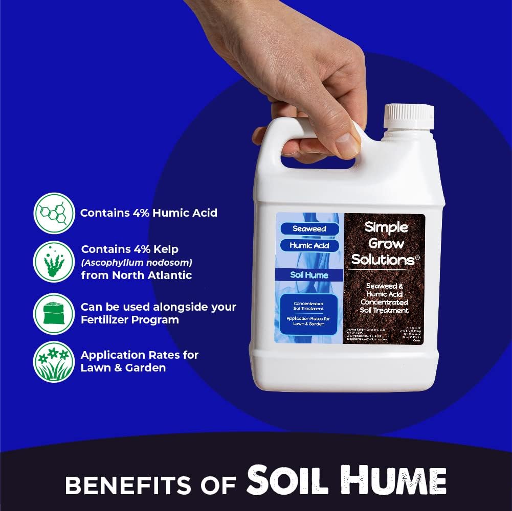 Simple Grow Solutions Organic Super Seaweed Humic Acid Blend - Liquid Sea Kelp for Healthy Grass & Plants - 32 Ounce