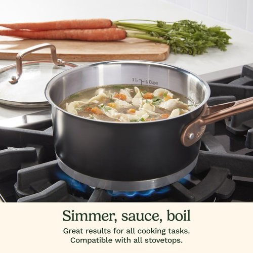 Cuisinart Matte Black Elegance 1.5 Quart Saucepan and Cover