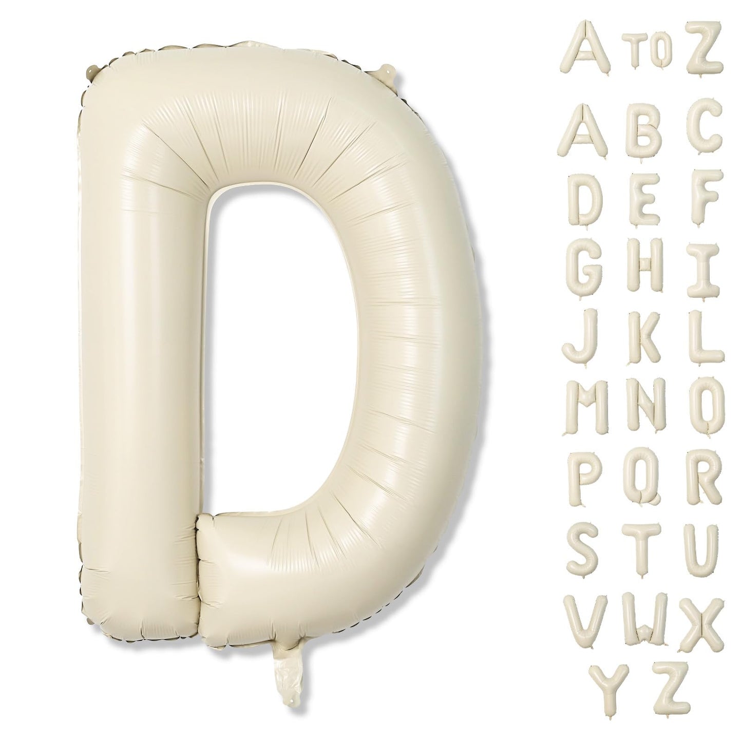 Cream Name Balloon Letters, Large Mylar Helium Alphabet D Custom Balloon Letter Beige Decor, 40 Inch Inflatable Sand White Letter D Foil Customize Balloons for Girls Birthday Party Decoration Supplies