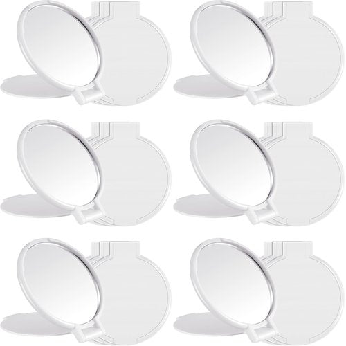 Jetec 12 Pieces Compact Mirrors Bulk Gifts Mini Vintage Pocket Mirrors for Purse Small Portable Folding Round Makeup Stuffs for Travel Daily Use Party Favors Women (White)