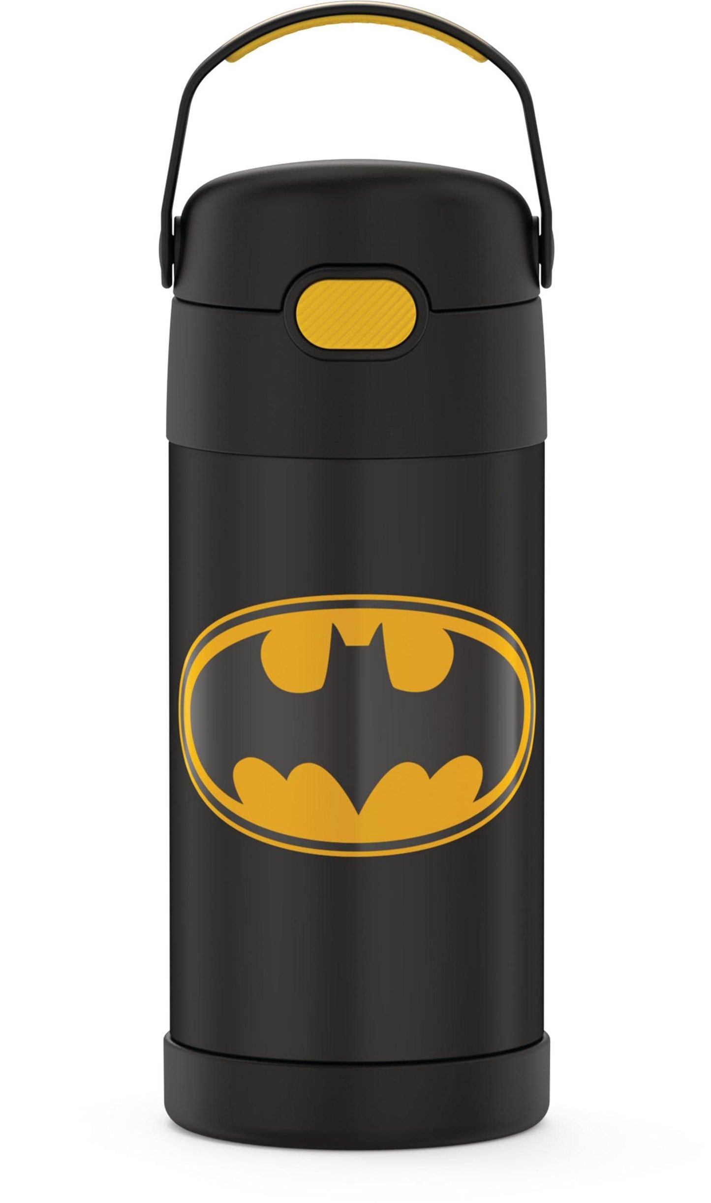 THERMOS FUNTAINER Water Bottle with Straw - 12 Ounce - Kids Stainless Steel Vacuum Insulated Water Bottle with Lid, Batman