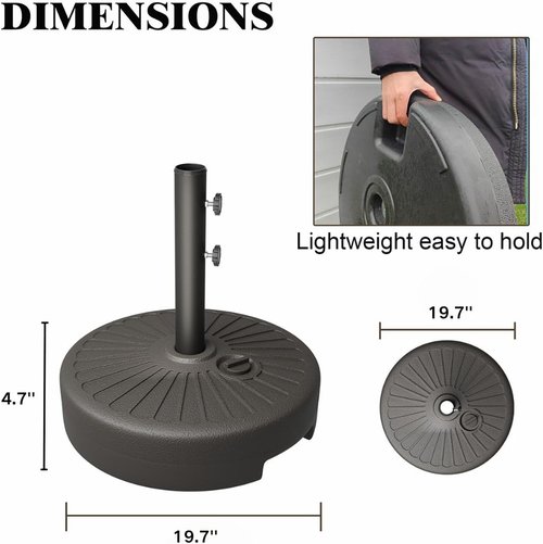 22L Heavy Duty Patio Umbrella Base by [Brand Name] - Weather Resistant Stand for 6-10FT Umbrellas | Black