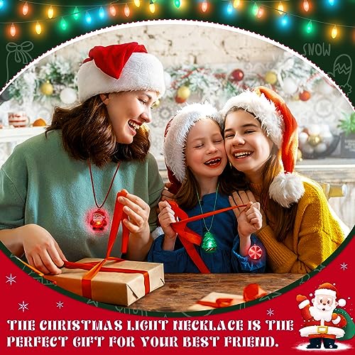 Sumind 200 Pcs LED Christmas Necklaces Santa Snowman Candy Decor Party Favors