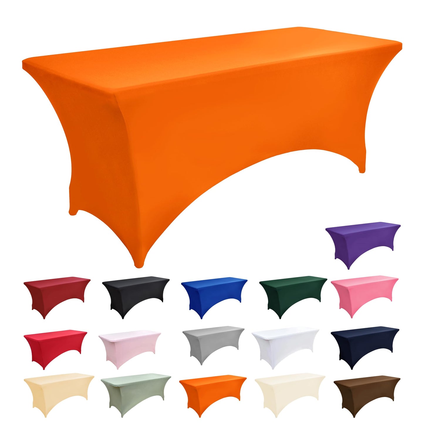 ZarzaaSik 6-Pack 4ft Spandex Table Covers for Rectangular Folding Tables - Wrinkle Resistant Stretch Tight Table Cloths - Ultimate Fitted Table Protector for Parties, Trade Shows, and Wedding