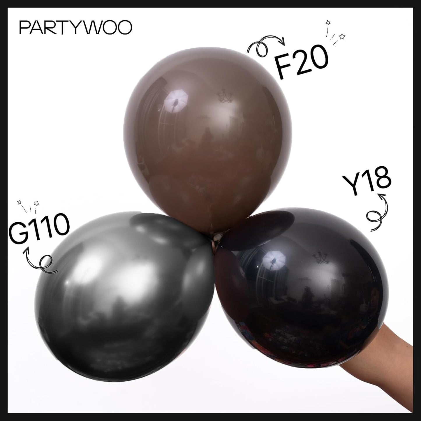 PartyWoo Black Balloons - 128-Piece Arch Kit with 18", 12", 10", 5" Sizes for Events & Celebrations