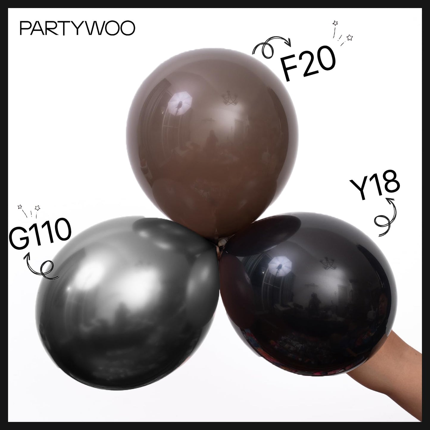 PartyWoo Black Balloons 145 pcs Different Sizes of 18 12 10 5 Inch Black Balloons Arch Kit Garland for Baby Shower Birthday Graduation Casino Gaming Anniversary Race Car Party Decorations Black-Y18