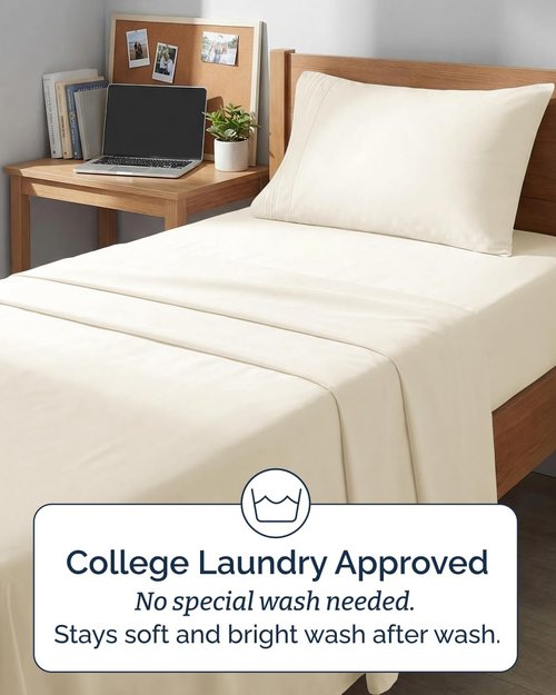 Hotel Luxury Twin XL Sheet Set by [Brand Name] - Comfy, Breathable & Cooling - Soft, Wrinkle-Free, Deep Pockets - Off White