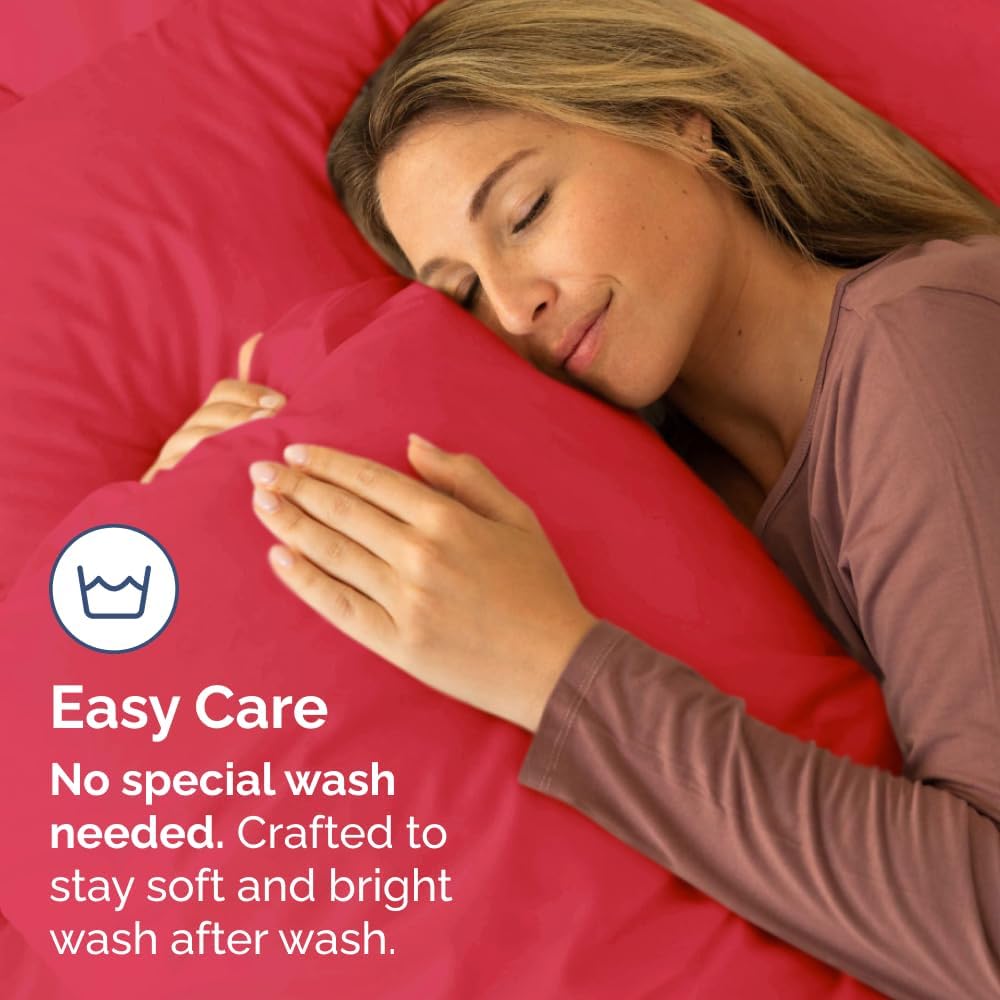 Ultra Soft Queen Pillow Cases Set of 2 | Hotel Quality, Cooling & Wrinkle-Free - Red