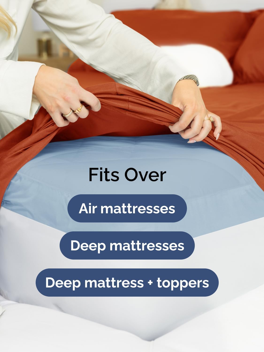 Skiennix Extra Deep Queen Sheet Set | 6-Piece Breathable Cooling Bedding - Soft, Wrinkle-Free Terracotta
