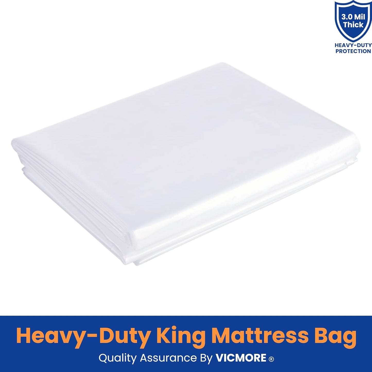 VICMORE Heavy-Duty Mattress Bag - Tear-Resistant Protector for King/Cal King Size | Transparent & Easy Fit