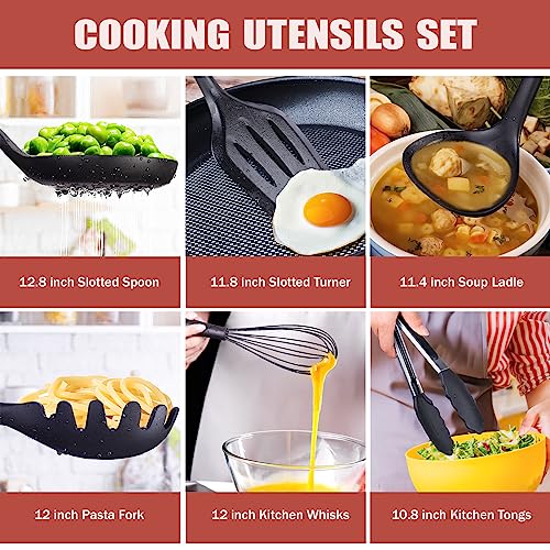 RAXCO 18-Piece Kitchen Utensil and Knife Set - Black - Complete Cooking Tools