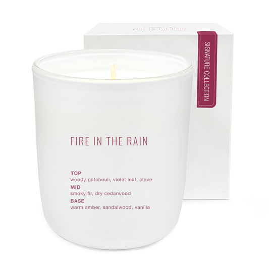 Studio Oh! Mothers Day Gifts Scented Candle Jar with Essential Oils and Fragrance-Infused Coconut-Soy Blend Wax - Burns up to 40 Hours - Non Toxic - Signature Collection Candle - Fire in The Rain