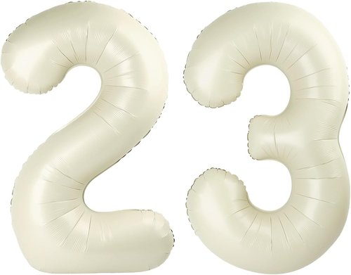 Big Foil 23 Number Balloon by [Brand Name] - 40 Inch Cream Birthday Decoration for Women | Perfect for 23rd Birthday, Weddings, and Graduations