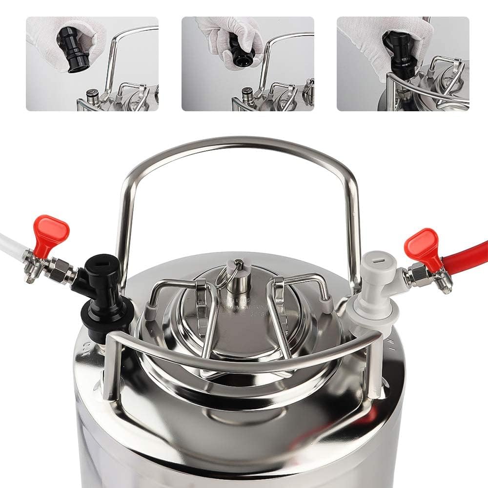 Ball Lock Keg Disconnect Quick Ball Lock MFL Disconnect Flared 5/16” Gas 1/4” Liquid Barbed Stainless Swivel Nuts for Corny Keg Post Ball Lock Keg Fittings for Homebrew with Clamps