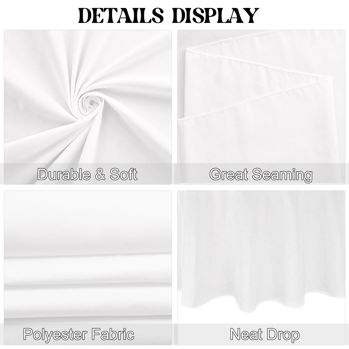 JALANCY 4 Pack Round Tablecloth 90 Inch White Polyester Washable Decorative Fabric Table Covers for Wedding Dining Table Buffet Parties Banquet Decor