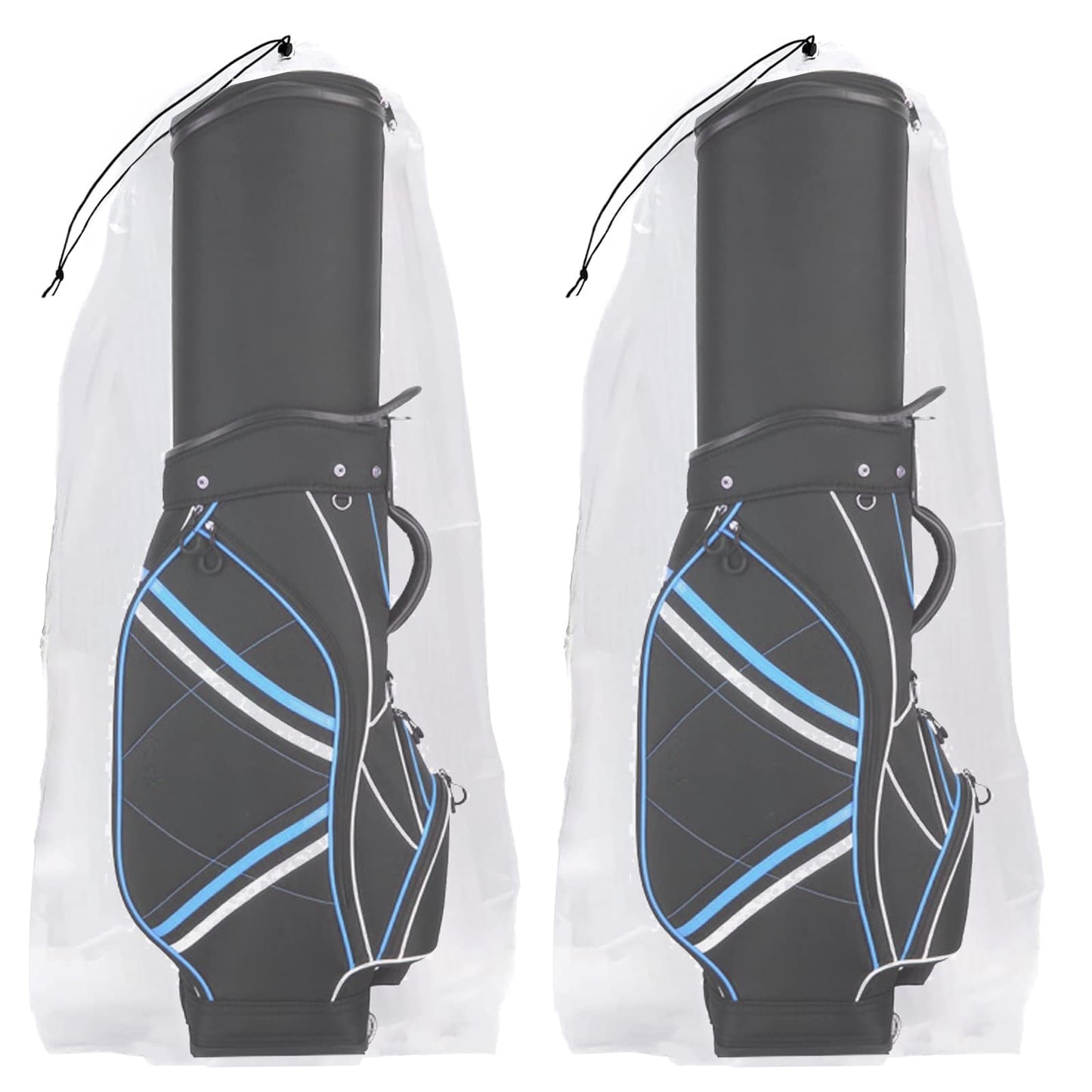 2 Pack Golf Bag Cover, 31x62 inches Extra Large Clear Drawstring Dust Covers Plastic Storage Bags, Good for Household Organizing Reusable