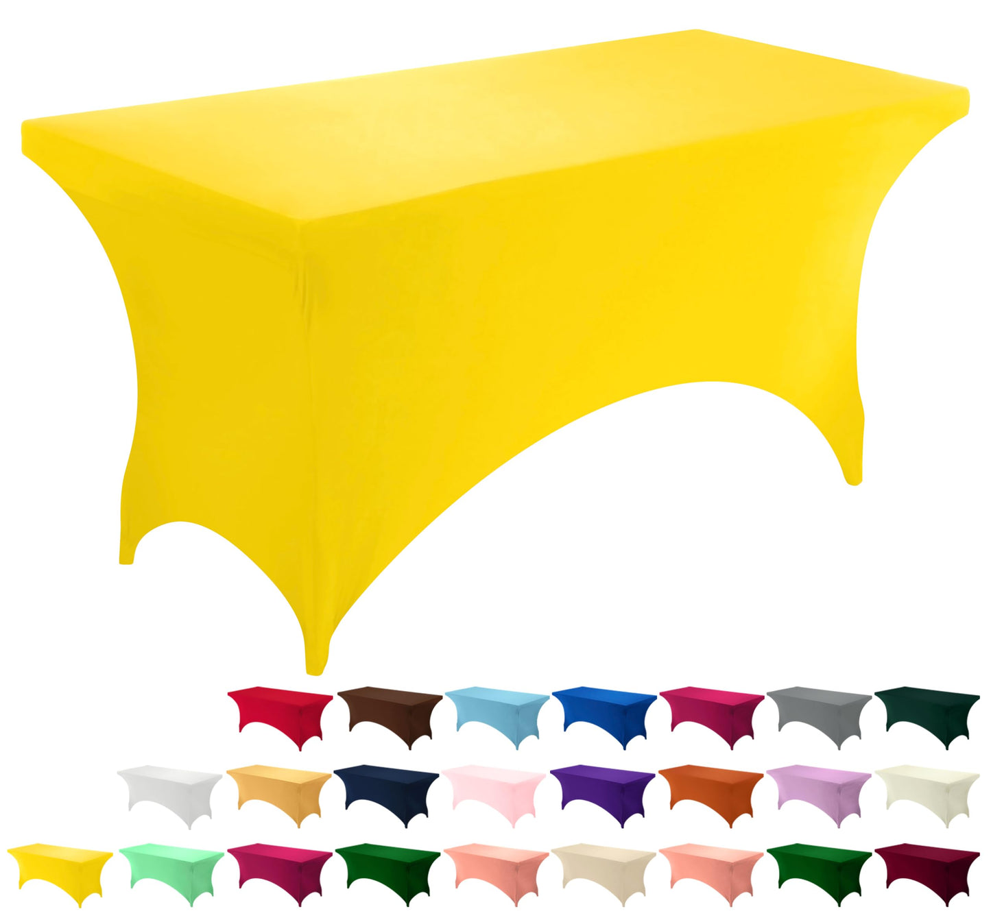 Utopia Kitchen Spandex Tablecloth 10 Pack [6FT, Yellow] Tight, Fitted, Washable and Wrinkle Resistant Stretch Table Cloth Rectangle Cover for Trade Show, Weddings & Parties [72Lx30Wx30H Inch]