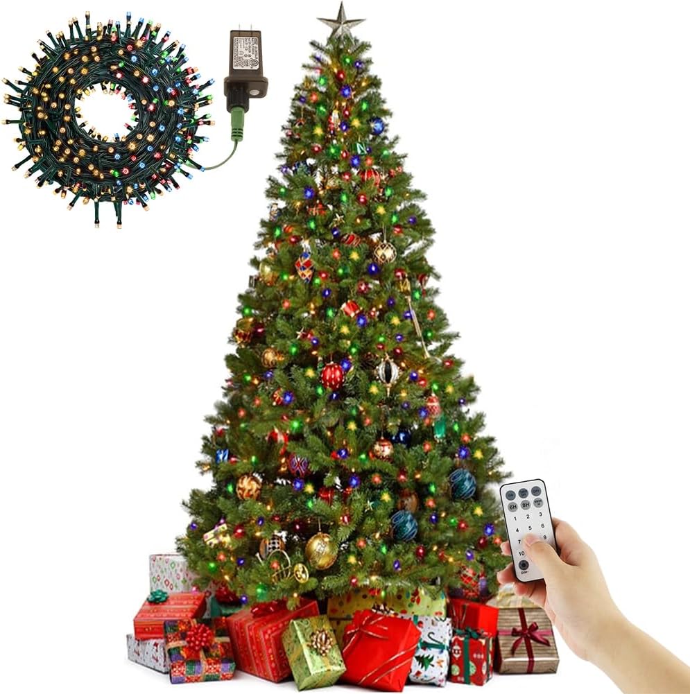 Juegoal 6-Foot Artificial Christmas Tree - 300 LED Warm White & Color Changing Lights | Durable Metal Legs, 850 Tips