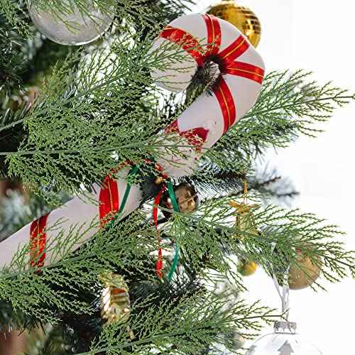 Alpurple 25 PCS Artificial Pine Branches-13.7 Inches Fake Greenery Plants Pine Sprigs-Faux Pine Leaves Picks for DIY Garland Crafts Christmas Embellishing and Home Garden Decoration (25PCS)
