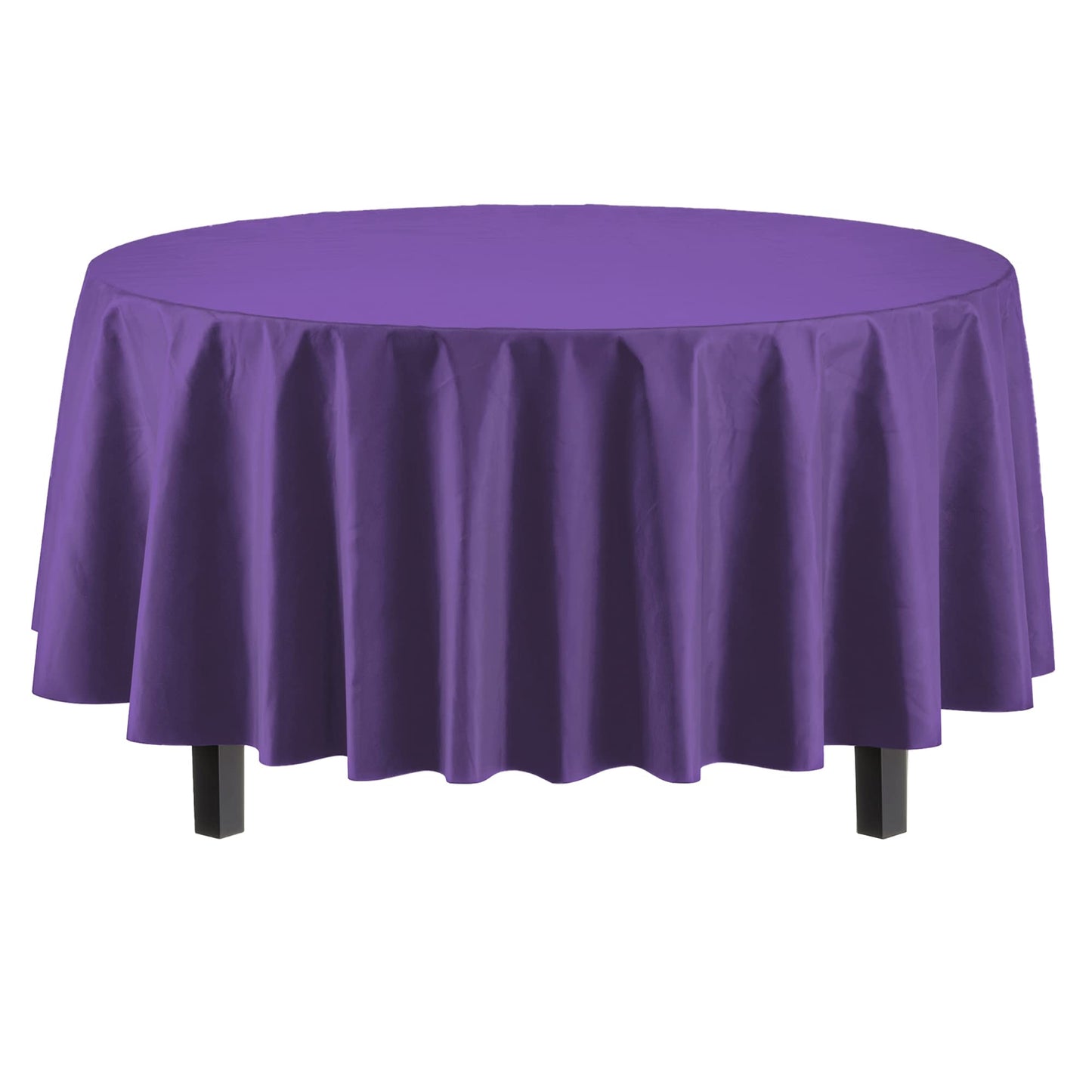 Exquisite 12-Pack Premium Plastic Tablecloth 12-Pack Premium Plastic 84-Inch Round Tablecloth - Purple