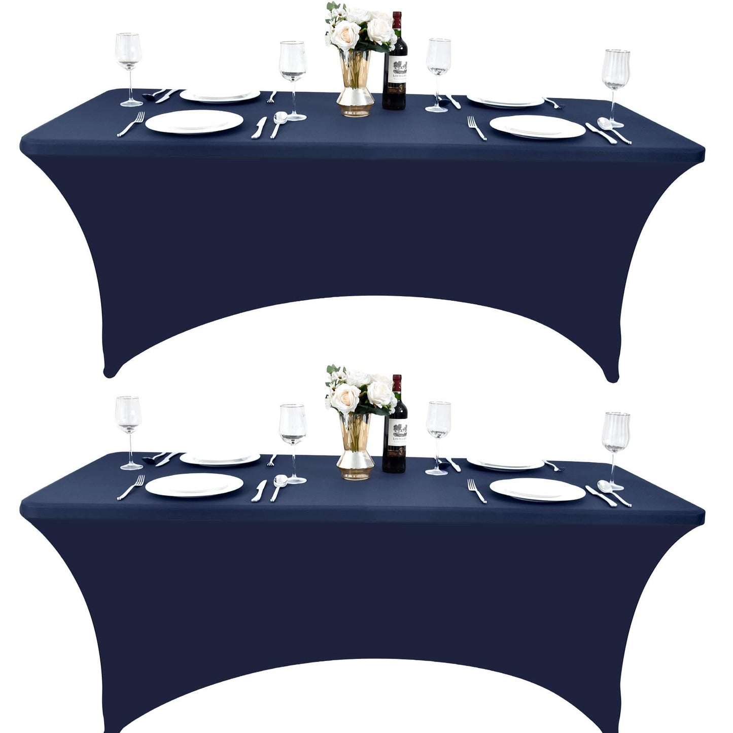 ZarzaaSik 2-Pack 6ft Spandex Table Covers for Rectangle Standard Folding Tables - Wrinkle Resistant Stretch Tablecloths - Ultimate Fitted Table Protector for Parties, Trade Shows, Banquet