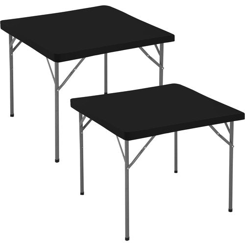 Enjoyidea Fitted Square Tablecloth 36x36 Inch-2 Pack Black Card Elastic Spandex Table Clothes-Small Stretch Folding Table Cover Topper Cap for Kitchen Dining Picnic Patio Outdoor Party Tables