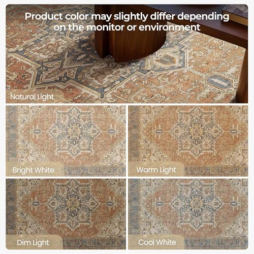 6x9 Terracotta Rust Earth Tone Vintage Boho Area Rug - Midlight Almond Toffee Variation