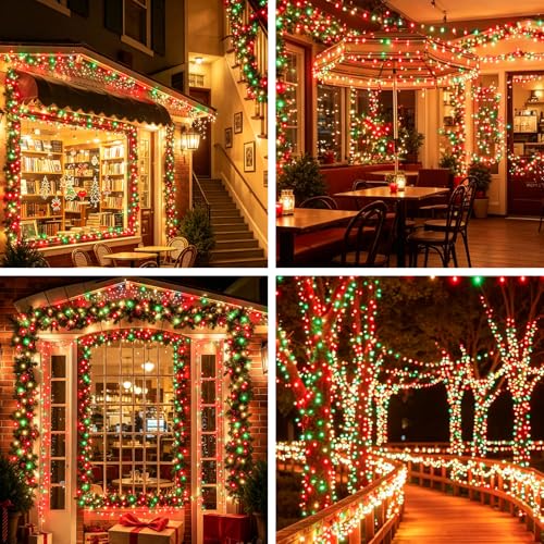 LAMPHOME Red Green Clear Christmas String Lights 150 LEDs 31.9ft Outdoor Indoor