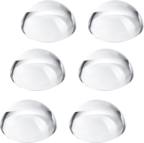 Crystal Dome Magnifying Paperweight Set - 6 Pack of 1.6-Inch Clear Convex Lenses for Home Decor & Classroom Use