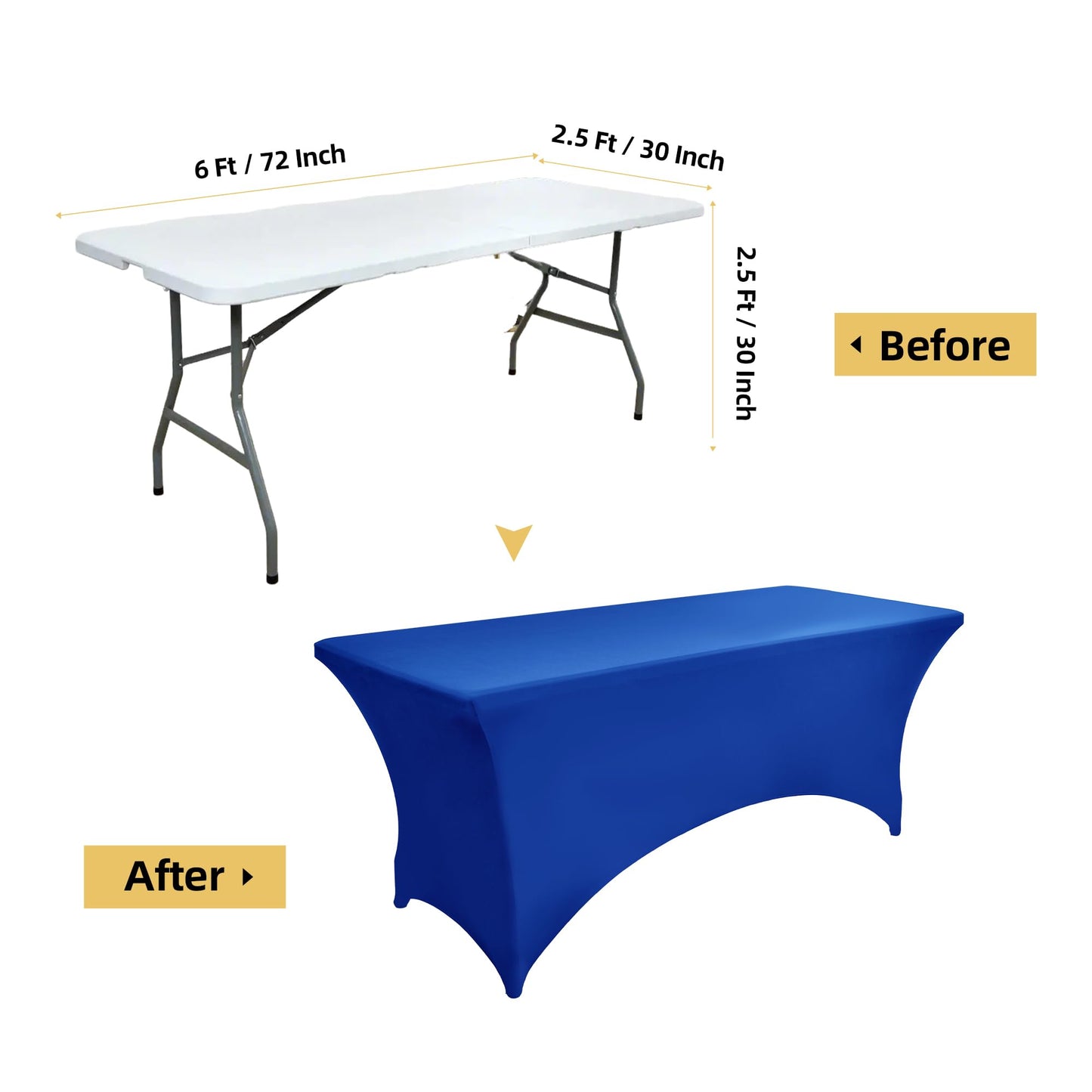 ZarzaaSik 10-Pack 8ft Spandex Table Covers for Rectangle Folding Tables - Washable Elastic Tablecloth - Ultimate Fitted Table Protector for Parties, Trade Shows, Banquet, and Wedding