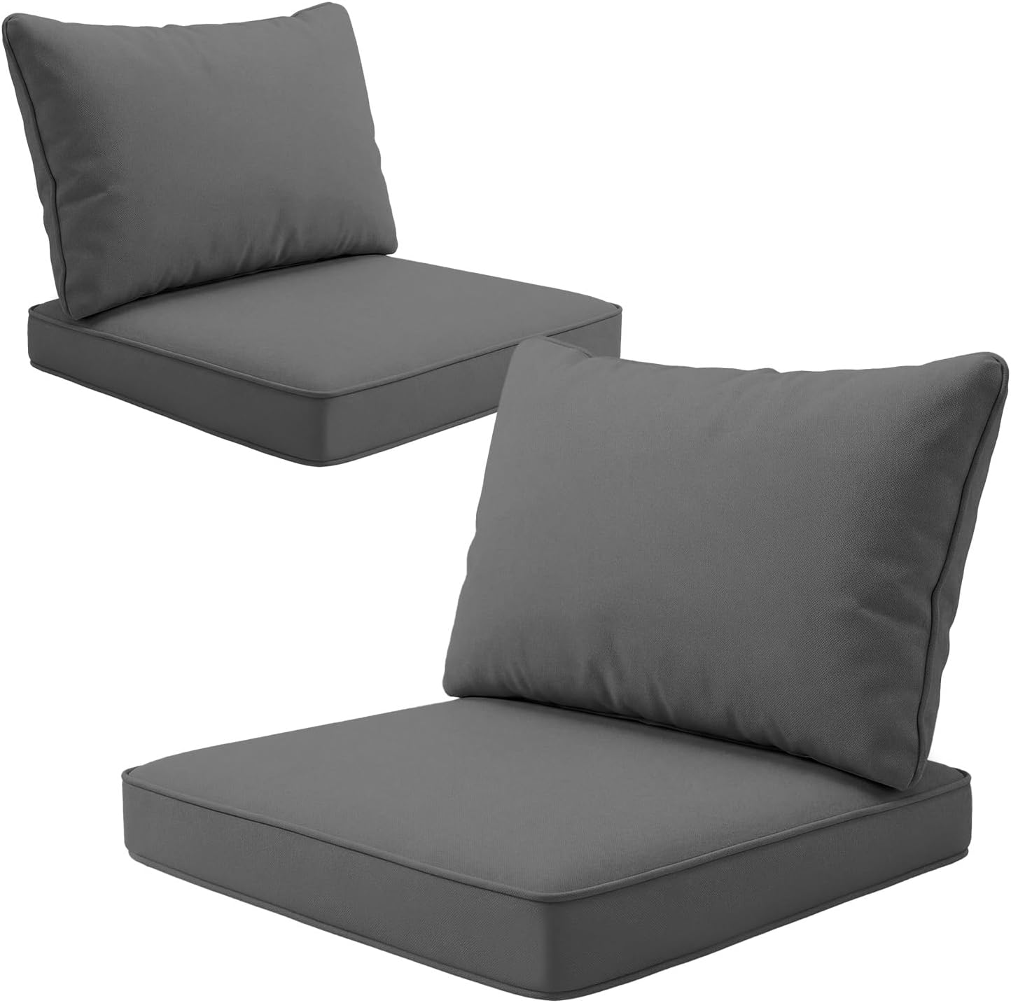 Skiennix Patio Cushion Covers - 4PCS Splash-Proof Deep Seat Slipcovers for Outdoor Furniture | Grey